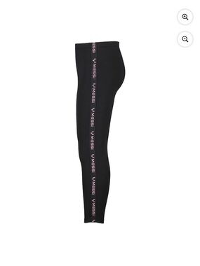 Kids Black Leggings with Pink Side Logo